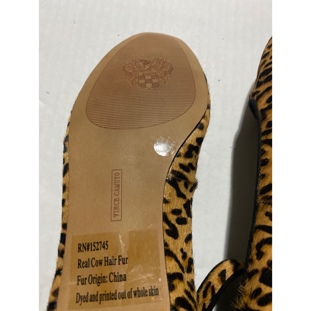 Vince Camuto Leopard Print Calf Hair Women's Ballet Ankle Strap Flats Brown 7.5M - Picture 9 of 9